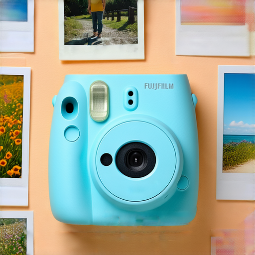 富士即影即有相機展示，色彩繽紛的相片背景，攝影愛好者聚精會神探索相機特色，專業服務提供攝影技巧建議，提升拍攝體驗，讓你的攝影之旅更精彩