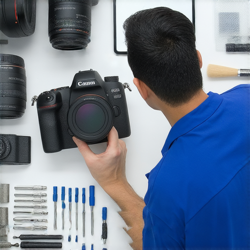 深水埗與旺角專業相機維修服務的技術人員正在檢查相機，展示維修工具與設備，分析維修價格與服務內容，提供專業建議，確保相機性能恢復如新。