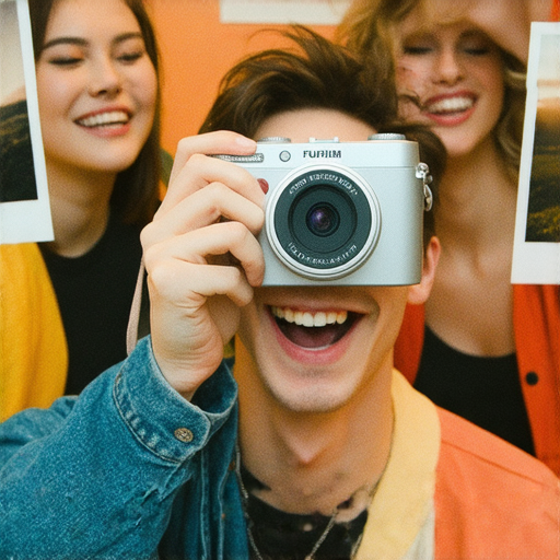 全方位探索Fujifilm相機推薦的圖片，展示即影即有的樂趣，捕捉精彩瞬間的攝影師正在使用Fujifilm相機，讓朋友們驚喜於即時沖洗的照片效果。