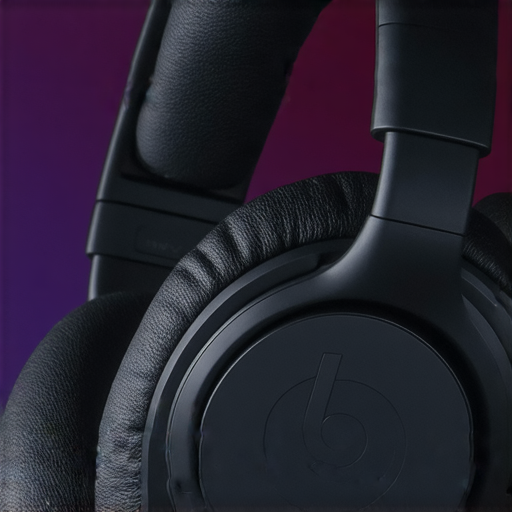 Beats耳機展示，加強音質與設計的特寫，突顯專業服務與音樂體驗的完美結合，呈現耳機的高品質與時尚感。