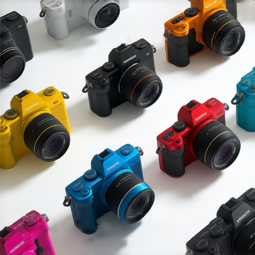 Fujifilm相機展示，展現攝影魔力，圖中有多款夢幻相機，色彩鮮明吸引眼球，適合各類攝影愛好者立即挑選。