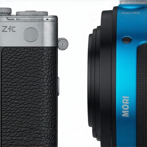 尼康Z fc與Coolpix W300對比圖，展示兩款相機的外觀設計與特色，強調Z fc的復古風格與W300的防水功能，適合不同攝影需求，助你捕捉心動瞬間。