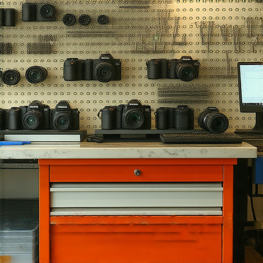 深水埗與旺角相機維修店內景，展示專業技術人員進行相機維修服務，工具精緻，環境整潔，突顯香港相機維修的專業性與可靠性，吸引攝影愛好者前來了解維修選擇。