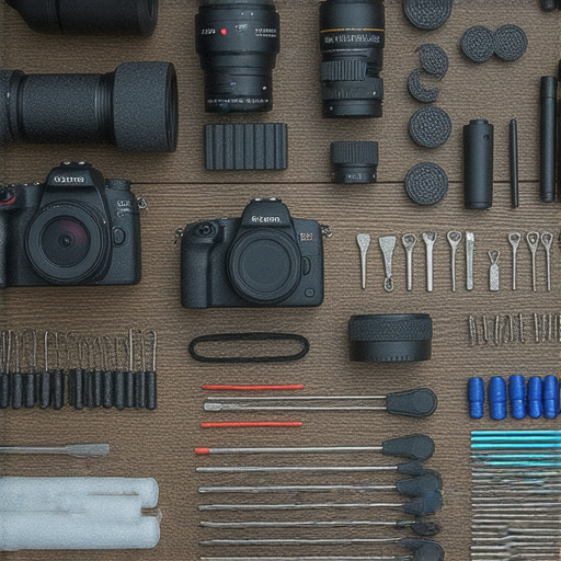 專業相機維修店展示在香港深水埗、旺角及尖沙咀的位置，修理工具和相機零件的特寫，吸引攝影愛好者前來了解維修服務及專業技術。