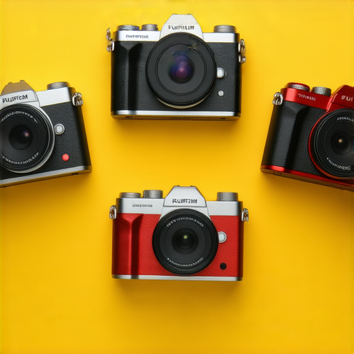 五款Fujifilm相機展示，包含經典的膠卷風格設計與現代數位科技，適合探索即影即有的攝影魅力，捕捉每一瞬間的驚喜與美好。