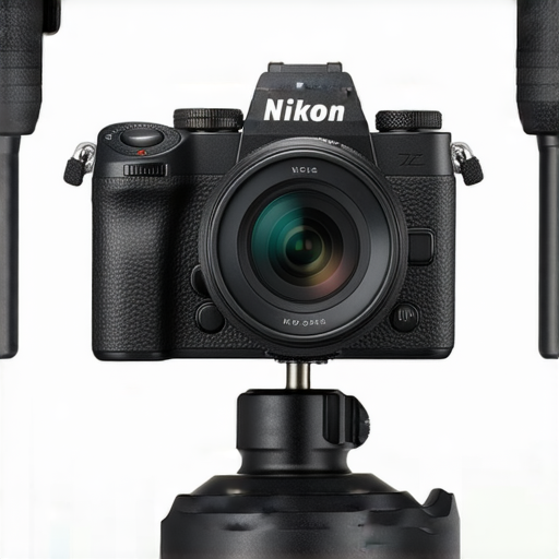 Nikon Z fc相機展示，強調無限攝影可能，背景有專業攝影器材，促進攝影藝術升級與專業服務的概念，讓攝影愛好者發現新視野與創作靈感。