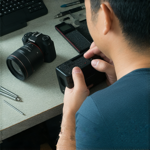 深水埗與旺角的專業相機維修，展示技師專注維修數碼相機的過程，手持工具，專注檢查相機零件，改善相機性能，讓數碼相機重獲新生，探索維修秘訣。