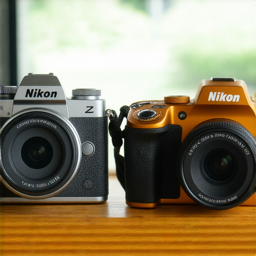 Nikon Z FC相機與Coolpix W300攝影機並排展示，突顯其獨特設計與功能，吸引攝影愛好者探索攝影世界，打造屬於自己的攝影傳奇。