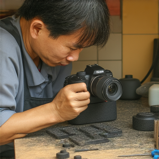 深水埗和旺角的專業相機維修，技術人員專注於數碼相機檢查與維修過程，展現精湛工藝及清晰的維修設備，讓你的數碼相機煥然一新。