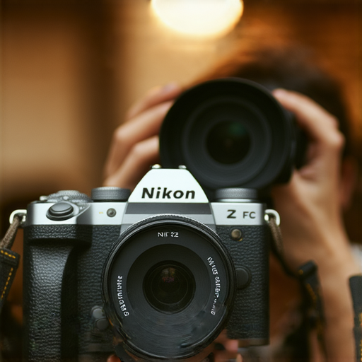 尼康Z FC相機展示其復古設計與現代功能，強調Z系列相機如何提升攝影體驗，背景中有攝影師正在操作相機捕捉美麗畫面。