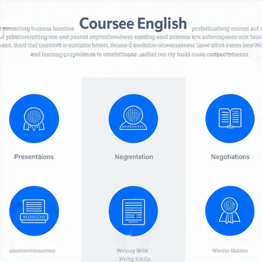 提升商業英語能力的商務英語課程介紹圖，展示不同課程選擇與學習主題，幫助學員選擇適合的商務英語課程以增強職場競爭力。