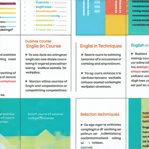 提升職場競爭力的商業英語課程與商務英語課程選擇技巧的插圖，展示多種課程資料與筆記，強調學習英語在職場中的重要性，適合提升職場競爭力的專業人士。
