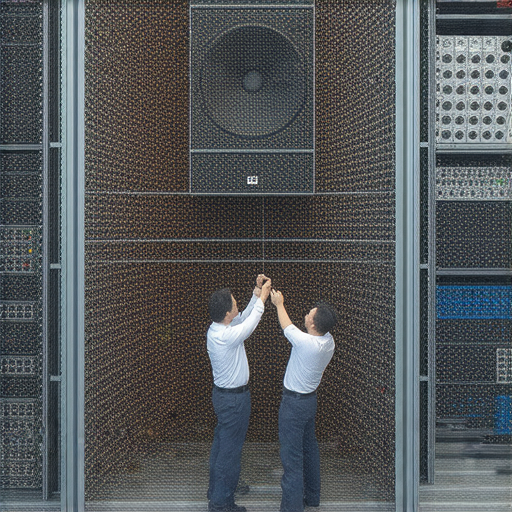 音響箱的內部構造展示，揭示最佳聲音的研發過程，專業技術團隊正在調整音響箱，提供高品質聲音解決方案，服務範圍涵蓋設計、製作與安裝。