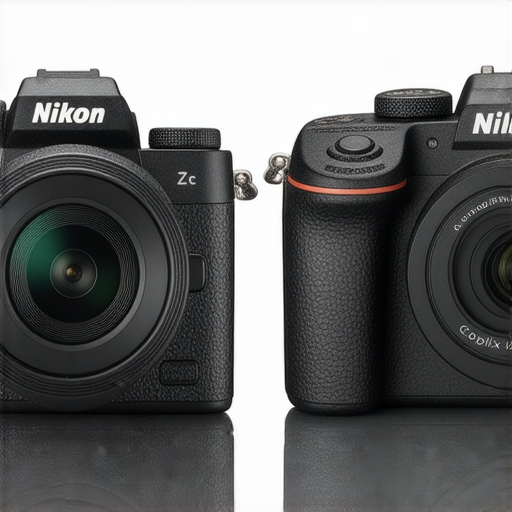 尼康 Z fc 與 Coolpix W300 相機展示，適合攝影愛好者的夢幻選擇，顯示專業服務，強調兩款相機的設計與性能，為攝影愛好者提供多樣化拍攝體驗。
