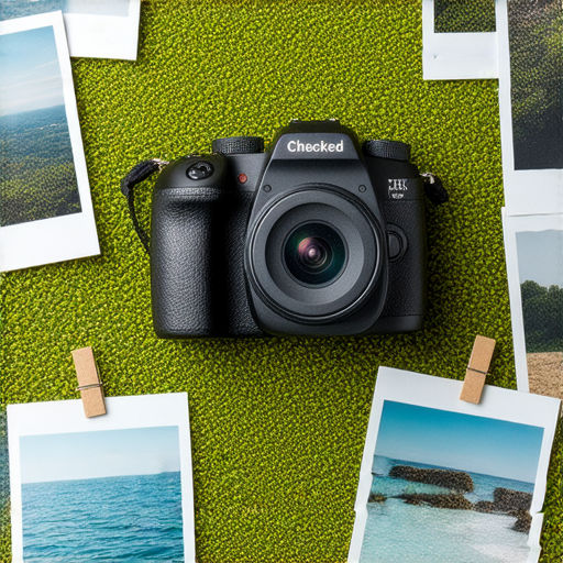 傻瓜相機展示在自然風景中，旁邊放有行李標籤，強調是否能托運，並有相機拍攝的多張照片，探索拍攝數量的秘密和使用方法。