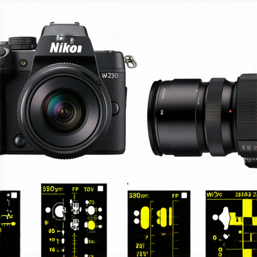 Nikon Z fc 相機與 W300 的隱藏功能圖示，展示多樣拍攝模式、創意濾鏡選項及精緻設計，突顯影像專業性能，幫助使用者探索攝影的無限可能。