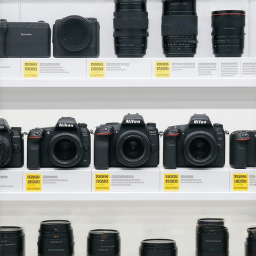 香港Nikon相機展示，包含不同型號的鏡頭與電池，提供價格及保養資訊，幫助用戶選擇最佳配件，提升攝影體驗。