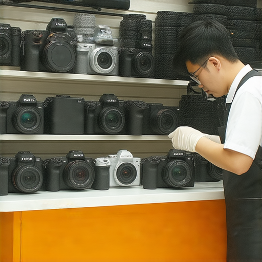 尖沙咀與旺角專業相機維修店內景，專家正在檢查SONY與CANON相機，展示高品質維修服務，幫助客戶找回拍攝樂趣，專業技術與用心服務完美結合。