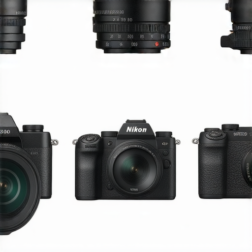 尼康相機全系列評測的圖片，展示Z FC相機的復古設計，W300的防水特性，以及X系列相機的高性能，強調不同型號的特色與用途，幫助用戶了解尼康相機的全面選擇。