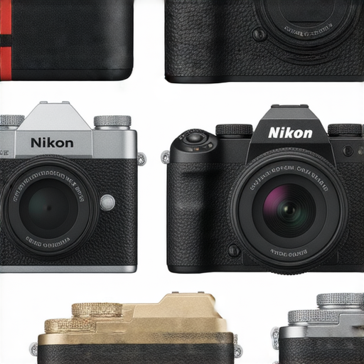 尼康相機系列圖片，顯示Z FC相機的復古設計，W300相機的防水性能以及多款Coolpix型號的多樣化特色，展現尼康相機在功能與外觀上的全面探索。