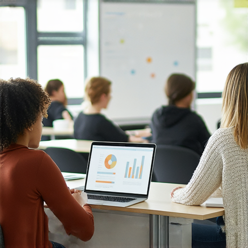 提升職場競爭力的商業英語課程與商務英語課程介紹圖片，展現學習者專注學習的場景，強調實用商業英語技巧，以助於增強職場優勢和交流能力。