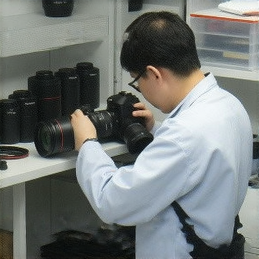 香港深水埗與旺角的專業相機維修服務，展示SONY與CANON相機維修過程，技術人員專注檢查相機配件，提供頂尖維修秘訣，保障攝影愛好者的攝影設備。