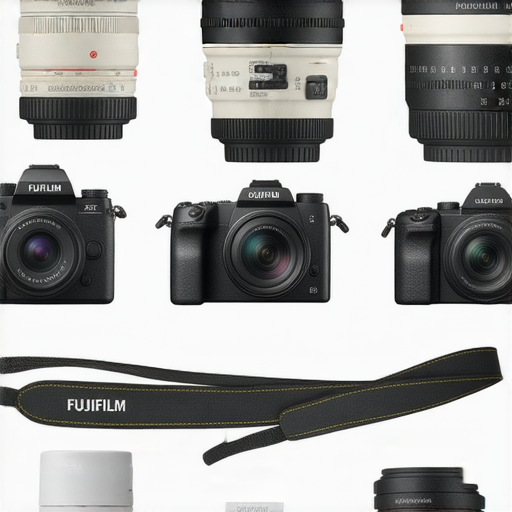 2024年Fujifilm相機與鏡頭推薦的各型號展示，包含相機特寫及配件，並附上即棄相機使用指南，為攝影愛好者提供完整資訊及選擇建議。