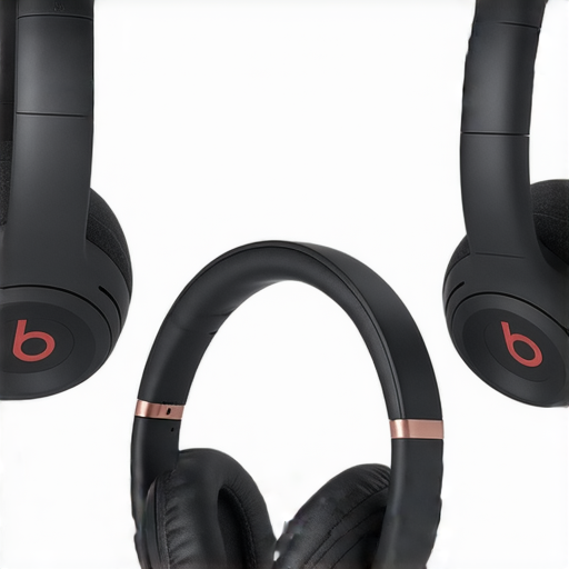 Beats耳機展示圖，強調其卓越音質與時尚設計，使用者沉浸在音樂的魔力中，探索音質巔峰的完美體驗，耳機在多種場景中展現其魅力。