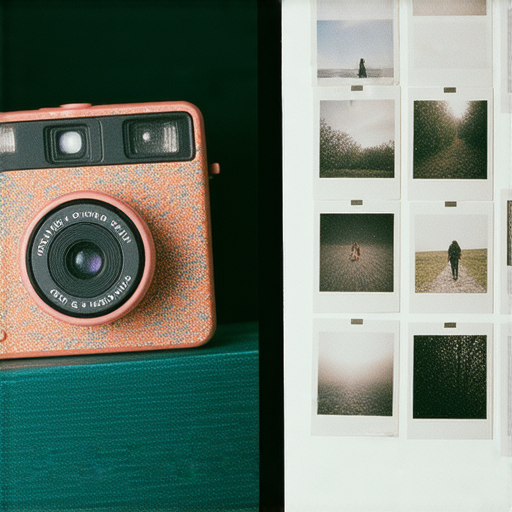 傻瓜相機的使用技巧，展示托運、拍攝與重複使用的秘訣，色彩鮮豔的相機與拍攝作品並排，吸引攝影愛好者探索傻瓜相機的魅力。