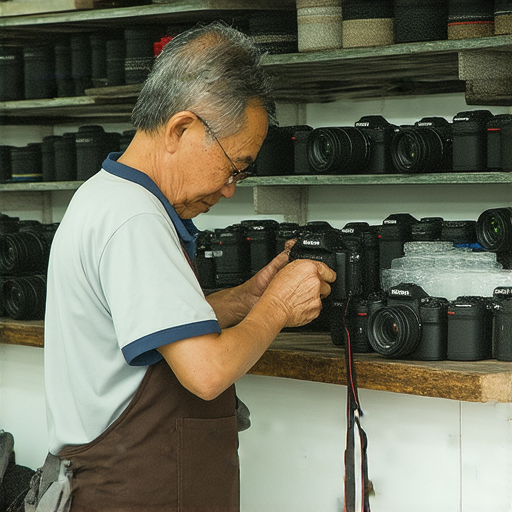 修復搶手相機的專家在深水埗和旺角提供專業維修服務，顯示相機工具與維修作業，吸引顧客查詢價格與服務。