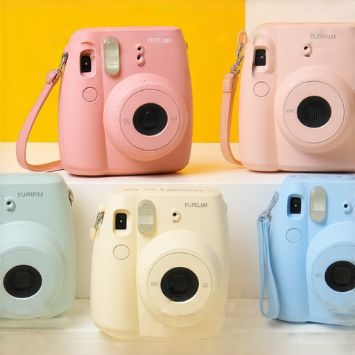 Fujifilm即影即有相機展示，包含多款熱門型號，吸引攝影愛好者探索最佳選擇，畫面鮮明突出功能，傳達即時拍攝樂趣，適合各種場合使用。