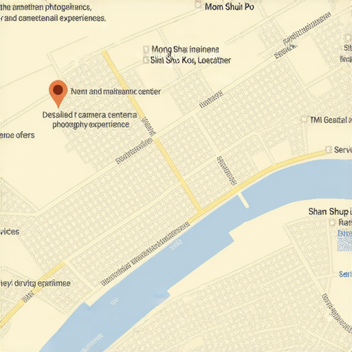 專業相機維修中心位置地圖，標示尖沙咀、旺角、深水埗等地點，展示優惠服務，適合攝影愛好者及專業人士，提供全面維修及保養服務，提升攝影體驗。