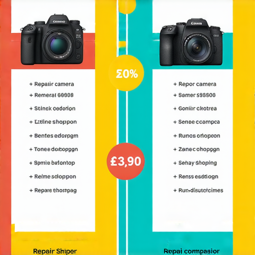 香港各區相機維修服務的價格一覽表，顯示各區相機維修店名稱及維修費用，幫助攝影愛好者選擇合適服務的參考資訊。