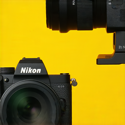 尼康新世代相機Z FC與W300展示，特寫其秘密功能與設計，適合攝影愛好者提升拍攝技巧，背景為攝影場景，展現兩款相機迥異風格與性能。