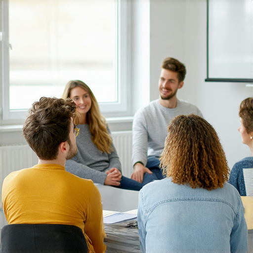 提升商業溝通能力的商業英語和商務英語課程介紹圖片，展示學員在課堂上積極參與討論，學習有效的商業溝通技巧，強調英語在商業環境中的重要性，增強學習者的職場競爭力。