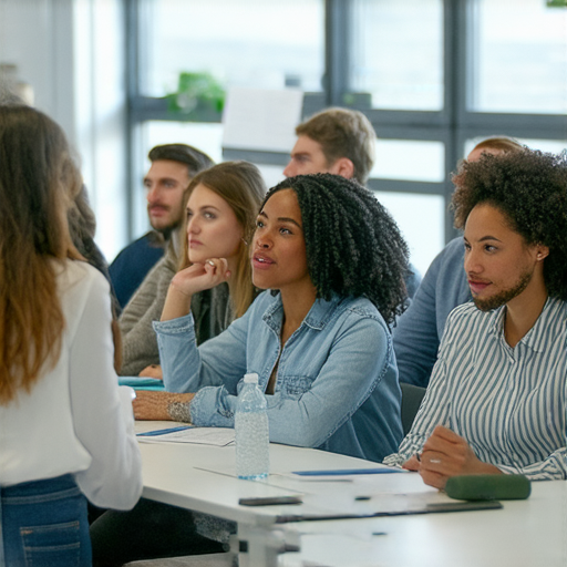 提升商業英語能力的優質課程推薦圖片，展現學員在課堂上專注學習商務英語，增強商業溝通技巧，適合各行各業的專業人士，實現職場競爭力。