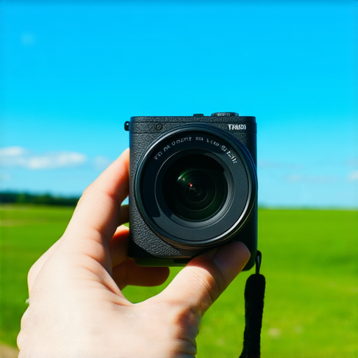 傻瓜相機展示：手持相機拍攝，背景為明亮的戶外場景，強調托運、拍攝次數及重複使用的特點，吸引對攝影及旅行愛好者的注意。