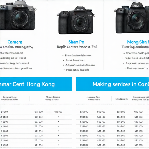 香港相機維修中心推薦及價格分析圖片，包含深水埗、旺角及尖沙咀的維修服務詳情，展示不同維修價格和服務項目，幫助攝影愛好者選擇合適的維修選擇。