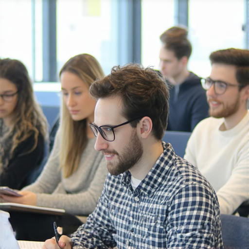 商業英語課程與職場競爭力提升的指南，展示學員在學習過程中使用筆記本和電子設備，強調商務英語技能的重要性與應用，適合希望增強職場競爭力的專業人士。