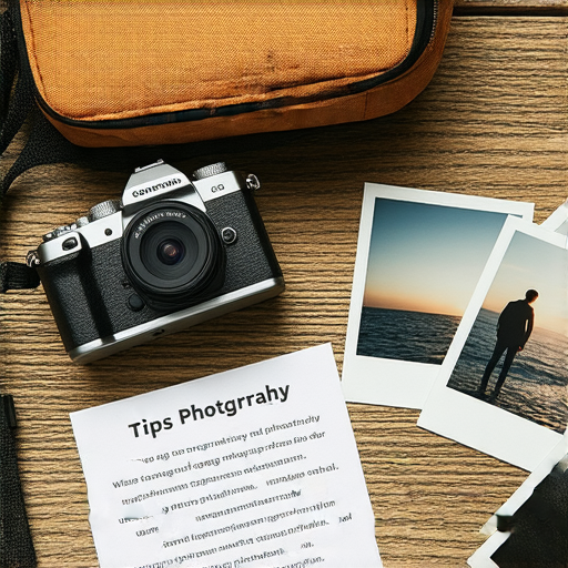 傻瓜相機展示在旅行箱旁，突顯其可托運特性，旁邊有數張拍攝的照片，展示其拍攝效果，並附上技巧字卡，吸引觀眾了解更多使用技巧。