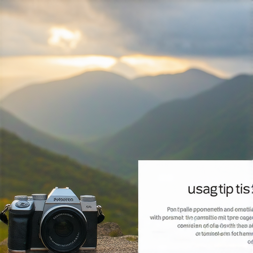 傻瓜相機展示在旅行中可托運的情境，旁邊放置使用小技巧的說明文字，傳達傻瓜相機的獨特性和便捷性，吸引讀者了解更多信息。