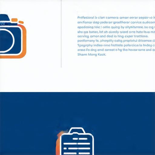 專業相機維修服務店面標誌，位於深水埗和旺角，提供高品質維修和保養服務，讓攝影愛好者輕鬆找到專業支援，提升相機性能與使用壽命。