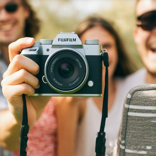 FUJIFILM相機展示即影即有功能，捕捉瞬間回憶，色彩鮮豔，使用者開心體驗，適合家庭聚會和戶外活動，展現拍攝魅力和生活樂趣。