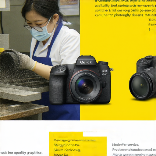 專業相機維修服務廣告，突顯深水埗、旺角、尖沙咀三個地點，展示攝影器材維修過程，恢復攝影夢的承諾，吸引攝影愛好者，提供迅速可靠的服務。