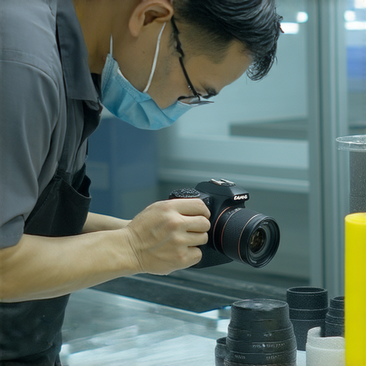 尖沙咀至旺角的專業相機維修服務，展現維修技師正在檢查相機，周圍環境乾淨整潔，強調優惠活動與服務品質，吸引需要相機維修的顧客。