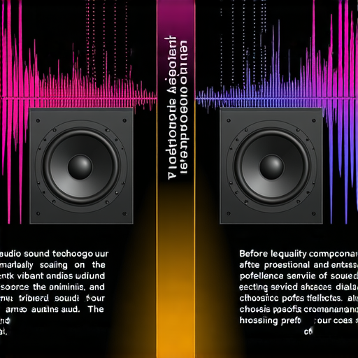 音響箱展示圖，突顯專業音響技術與服務，音質提升前後對比，展現為何選擇我們的專業服務可讓音質飛躍提升，吸引音響愛好者關注。