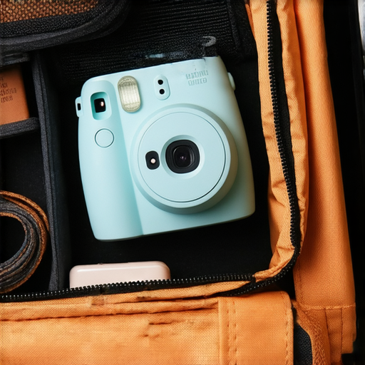 傻瓜相機放置於行李中，展示托運過程細節，強調托運注意事項和安全使用建議，適合想了解傻瓜相機的旅行者。