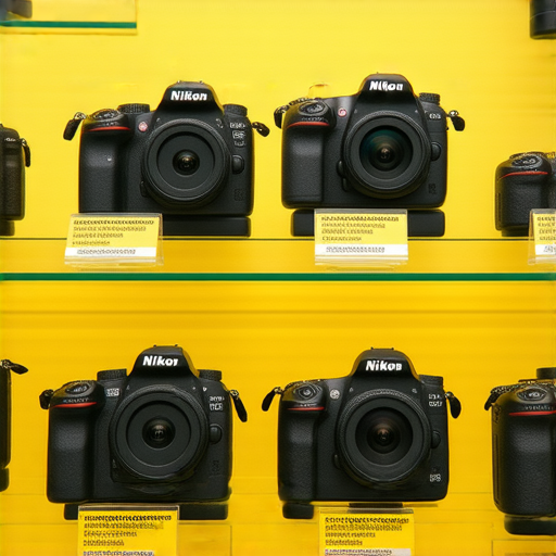 香港Nikon相機展示及價格標籤，呈現各型號相機的細節與特點，適合攝影愛好者參考購買建議，了解目前市場價格及選擇最佳相機。
