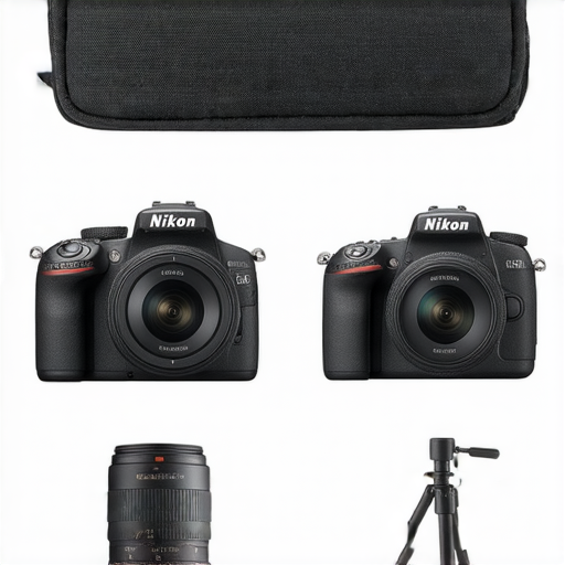 香港Nikon相機展示，顯示不同型號及配件，如鏡頭、三腳架和相機包，搭配Nikon相機選購指南，提供保養技巧，幫助攝影愛好者選擇合適設備及延長使用壽命。