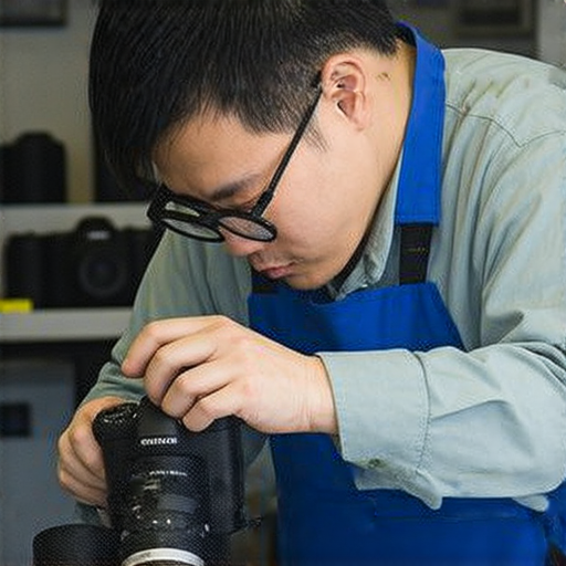 專業相機維修商在深水埗，技術精湛的維修師傅正在檢查相機，讓您的愛機重獲新生，發現隱藏技藝，提升相機性能與使用壽命。